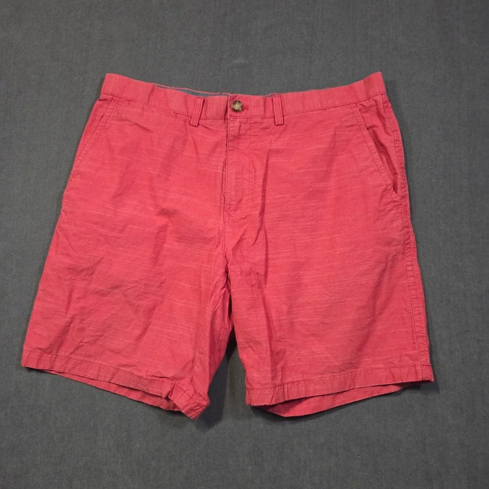 Tommy Hilfiger Chino Shorts Mens 36 Red Slub Texture Cotton Casual Classic Fit